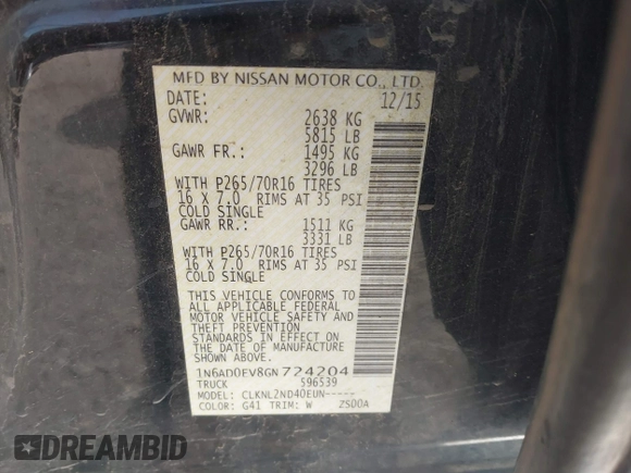 2016 Nissan Frontier SV with VIN 1N6AD0EV8GN724204, listed as a IAAI auction lot 41708813 with 82,025 mi miles and . Bid and sale history available at DreamBid. Image 9.