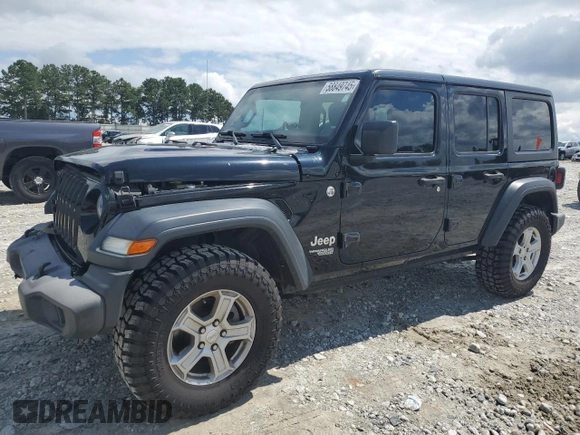 2018 Jeep Wrangler Unlimited Sport with VIN 1C4HJXDG8JW108185, listed as a Copart auction lot 58849745 with 65,097 mi miles and Salvage title. Bid and sale history available at DreamBid. Image 1.