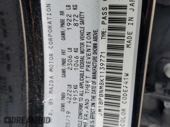 2019 Mazda Mazda3 Hatchback w/Premium Pkg with VIN JM1BPBNM8K1139771, listed as a Copart auction lot 78928404 with 120,589 mi miles and Salvage Title. Bid and sale history available at carsss.com. Image 12.