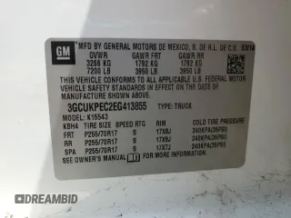 2014 Chevrolet Silverado 1500 Work Truck with VIN 3GCUKPEC2EG413855, listed as a Copart auction lot 53521325 with 131,910 mi miles and Clean Title. Bid and sale history available at carsss.com. Image 12.