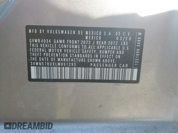2020 Volkswagen Jetta S z VIN 3VWN57BUXLM051293, wystawiony jako Copart lot #43318015 z przebiegiem 89 081 mil mil oraz Szkoda całkowita • Salvage title. Historia ofert i sprzedaży dostępna na DreamBid. Obrazek 14.