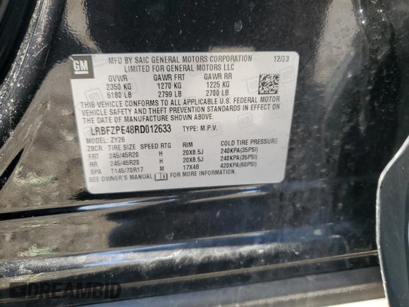 2024 Buick Envision Sport Touring with VIN LRBFZPE48RD012633, listed as a Copart auction lot 48599115 with 5,930 mi miles and Salvage Title. Bid and sale history available at carsss.com. Image 15.