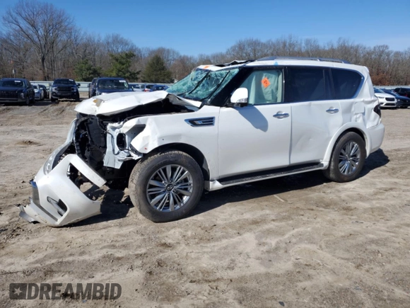 2024 Infiniti QX80 LUXE with VIN JN8AZ2AE2R9330185, listed as a Copart auction lot 45112575 with 0 mi miles and Salvage Title. Bid and sale history available at carsss.com. Image 1.