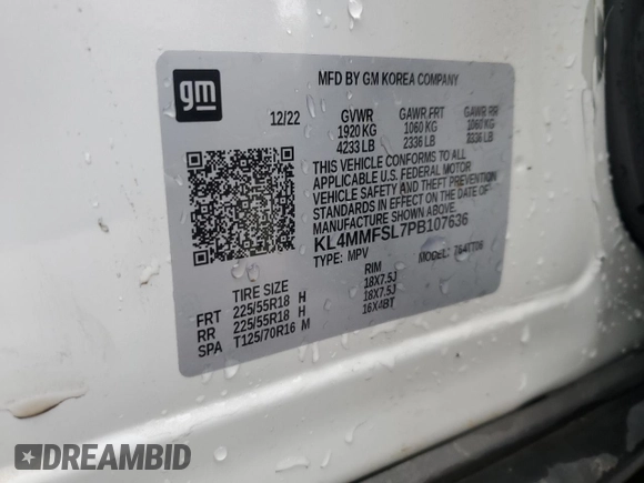 2023 Buick Encore GX Essence with VIN KL4MMFSL7PB107636, listed as a Copart auction lot 89350735 with 27,108 mi miles and Salvage title. Bid and sale history available at DreamBid. Image 14.