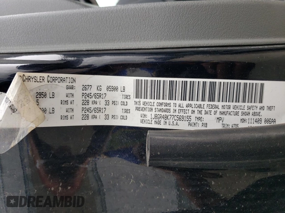 2007 Jeep Grand Cherokee Laredo with VIN 1J8GR48K77C569155, listed as a Copart auction lot 66904414 with 171,064 mi miles and Salvage Title. Bid and sale history available at carsss.com. Image 13.