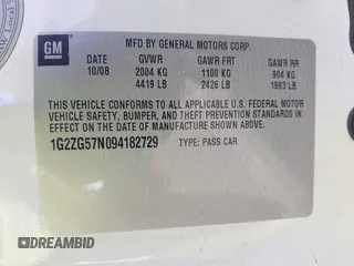 2009 Pontiac G6 1SA z VIN 1G2ZG57N094182729, wystawiony jako IAAI lot #42461541 z przebiegiem 121 357 mil mil oraz . Historia ofert i sprzedaży dostępna na DreamBid. Obrazek 9.