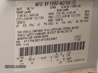 2015 Ford F-250 Lariat with VIN 1FT7W2BT2FEB23987, listed as a IAAI auction lot 41538076 with 297,010 mi miles and . Bid and sale history available at DreamBid. Image 9.