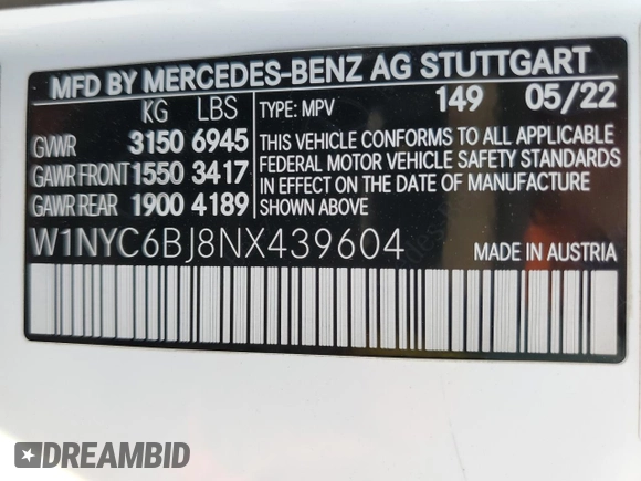 2022 Mercedes-Benz G 550 with VIN W1NYC6BJ8NX439604, listed as a Copart auction lot 79364284 with 42,145 mi miles and Salvage Title. Bid and sale history available at DreamBid. Image 15.