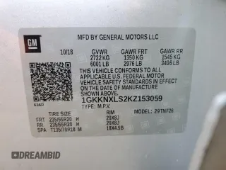 2019 GMC Acadia Denali with VIN 1GKKNXLS2KZ153059, listed as a Copart auction lot 49435365 with 90,170 mi miles and Salvage Title. Bid and sale history available at carsss.com. Image 14.