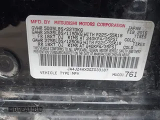 2016 Mitsubishi Outlander GT with VIN JA4JZ4AX0GZ033187, listed as a IAAI auction lot 41356040 with 100,462 mi miles and . Bid and sale history available at DreamBid. Image 9.