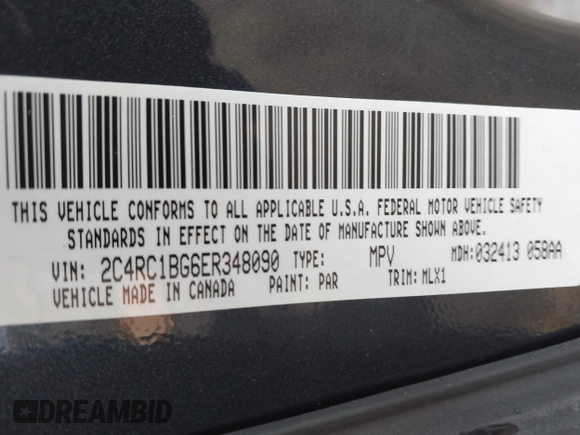 2014 Chrysler Town & Country Touring with VIN 2C4RC1BG6ER348090, listed as a IAAI auction lot 41687678 with 140,192 mi miles. Bid and sale history available at carsss.com. Image 9.