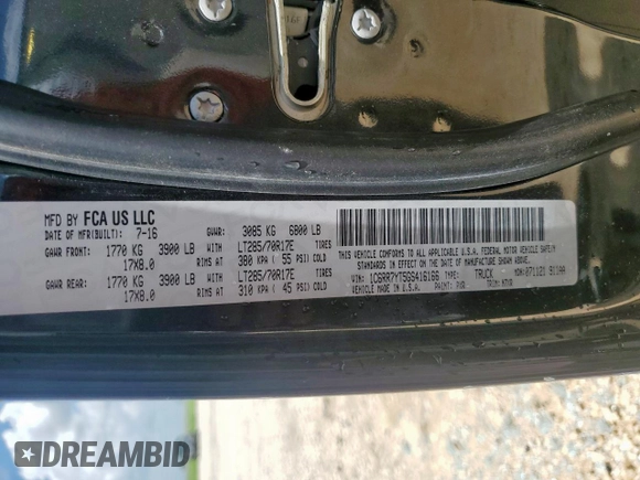 2016 Ram 1500 Rebel with VIN 1C6RR7YT5GS416166, listed as a Copart auction lot 63480815 with 96,134 mi miles and Clean title. Bid and sale history available at DreamBid. Image 12.