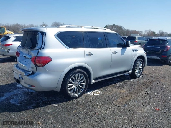 2015 Infiniti QX80 with VIN JN8AZ2NF3F9573163, listed as a IAAI auction lot 41749069 with 134,165 mi miles. Bid and sale history available at carsss.com. Image 4.