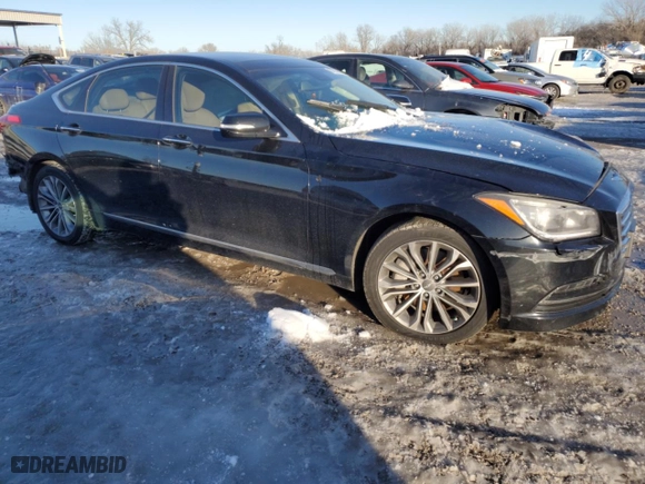 2015 Hyundai Genesis 3.8L with VIN KMHGN4JE9FU018981, listed as a Copart auction lot 87797085 with 0 mi miles and Salvage Title. Bid and sale history available at carsss.com. Image 4.