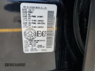 2011 Infiniti FX with VIN JN8BS1MW3BM760253, listed as a Copart auction lot 62412525 with Not provided miles and Salvage title. Bid and sale history available at DreamBid. Image 13.