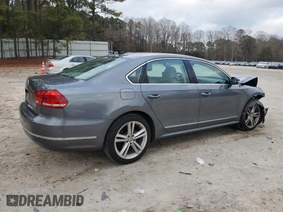 2013 Volkswagen Passat SEL Premium with VIN 1VWCH7A31DC097718, listed as a Copart auction lot 86296264 with 96,021 mi miles and Salvage Title. Bid and sale history available at carsss.com. Image 3.