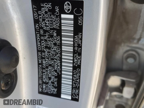 2017 Toyota Prius Plus z VIN JTDKARFP3H3017836, wystawiony jako Copart lot #57613355 z przebiegiem 64 958 mil mil oraz Szkoda całkowita • Salvage title. Historia ofert i sprzedaży dostępna na DreamBid. Obrazek 12.