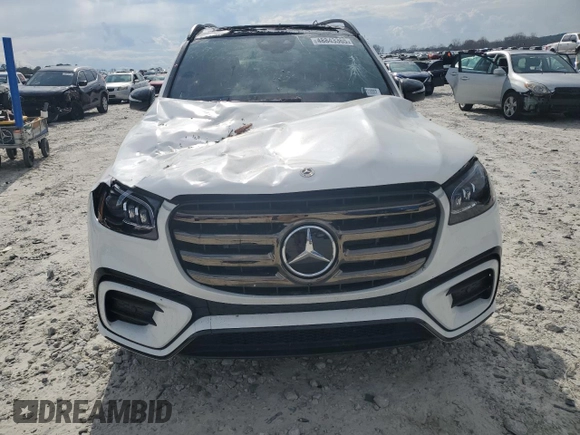 2025 Mercedes-Benz GLS with VIN 4JGFF5KE0SB332070, listed as a Copart auction lot 48843365 with 7 mi miles and Salvage Title. Bid and sale history available at carsss.com. Image 5.