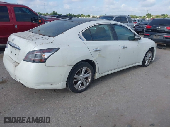 2014 Nissan Maxima SV with VIN 1N4AA5AP6EC446580, listed as a IAAI auction lot 42762381 with 184,665 mi miles and . Bid and sale history available at DreamBid. Image 4.