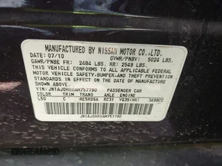 2010 Infiniti EX Journey with VIN JN1AJ0HR0AM757790, listed as a IAAI auction lot 42142688 with 182,619 mi miles. Bid and sale history available at carsss.com. Image 9.