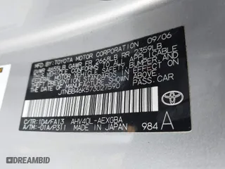 2007 Toyota Camry Hybrid with VIN JTNBB46K573027590, listed as a IAAI auction lot 41307314 with 159,168 mi miles. Bid and sale history available at carsss.com. Image 9.