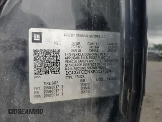 2019 Chevrolet Colorado 4WD LT with VIN 1GCGTCENXK1134524, listed as a Copart auction lot 60968805 with 118,049 mi miles and Salvage title. Bid and sale history available at DreamBid. Image 12.