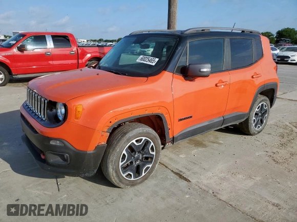 2015 Jeep Renegade Trailhawk z VIN ZACCJBCT8FPC23014, wystawiony jako Copart lot #60025465 z przebiegiem 46 645 mil mil oraz Czysty tytuł • Clean title. Historia ofert i sprzedaży dostępna na DreamBid. Obrazek 1.