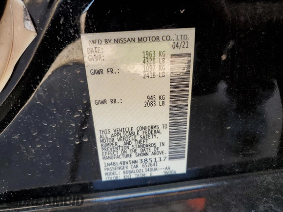 2021 Nissan Altima 2.5 S with VIN 1N4BL4BV5MN385117, listed as a Copart auction lot 48051675 with 82,186 mi miles and Clean Title. Bid and sale history available at carsss.com. Image 12.