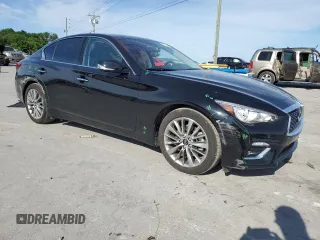 2023 Infiniti Q50 Luxe with VIN JN1EV7BR3PM543411, listed as a Copart auction lot 57782135 with 14,808 mi miles and Salvage title. Bid and sale history available at DreamBid. Image 4.