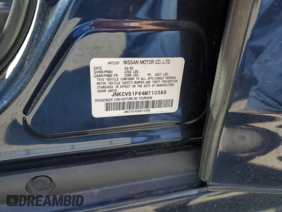 2004 Infiniti G35 w/Leather with VIN JNKCV51F64M710399, listed as a Copart auction lot 50804035 with 186,738 mi miles and Salvage Title. Bid and sale history available at DreamBid. Image 12.
