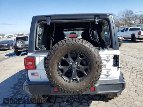 2020 Jeep Wrangler Unlimited Willys with VIN 1C4HJXDN4LW169762, listed as a Copart auction lot 48365065 with 34,823 mi miles and Salvage title. Bid and sale history available at DreamBid. Image 6.