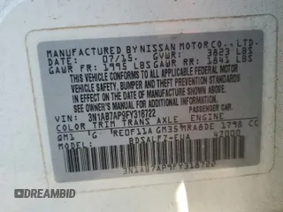 2015 Nissan Sentra SV z VIN 3N1AB7AP9FY318722, wystawiony jako Copart lot #54309455 z przebiegiem 55 901 mil mil oraz Czysty tytuł • Clean title. Historia ofert i sprzedaży dostępna na DreamBid. Obrazek 12.