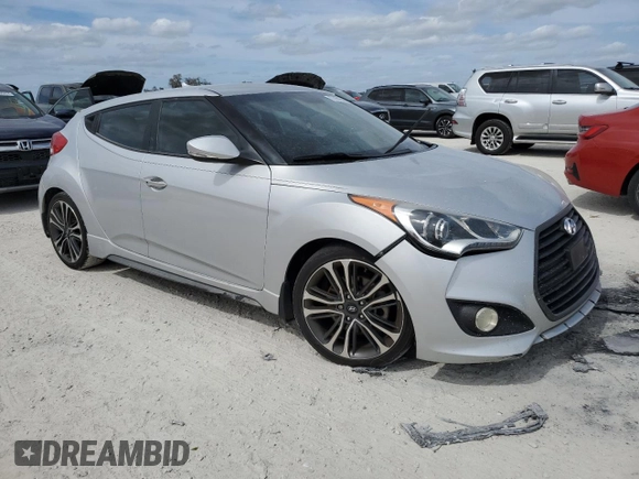2016 Hyundai Veloster Turbo with VIN KMHTC6AEXGU255318, listed as a Copart auction lot 77101544 with 0 mi miles and Salvage Title. Bid and sale history available at carsss.com. Image 4.