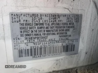 2019 Nissan Sentra SV z VIN 3N1AB7AP9KY244437, wystawiony jako Copart lot #57344405 z przebiegiem 149 973 mil mil oraz Czysty tytuł • Clean title. Historia ofert i sprzedaży dostępna na DreamBid. Obrazek 12.