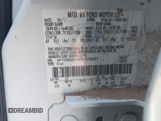 2012 Ford F-250 XL with VIN 1FT7W2BT4CED15231, listed as a IAAI auction lot 42225762 with 272,861 mi miles and . Bid and sale history available at DreamBid. Image 9.