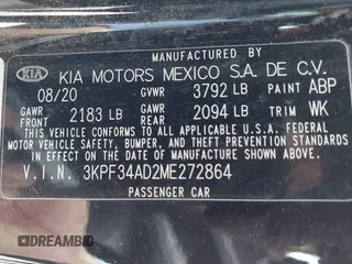 2021 Kia Forte GT-Line with VIN 3KPF34AD2ME272864, listed as a IAAI auction lot 41917512 with 62,610 mi miles. Bid and sale history available at carsss.com. Image 9.