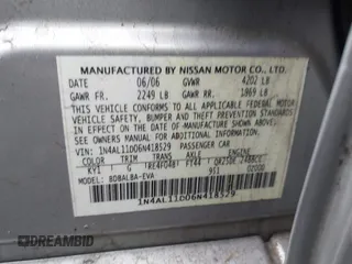 2006 Nissan Altima 2.5 with VIN 1N4AL11D06N418529, listed as a IAAI auction lot 41954509 with 86,190 mi miles. Bid and sale history available at carsss.com. Image 9.