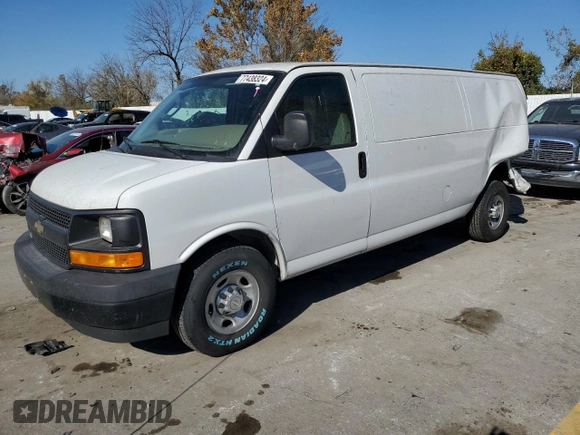 2017 Chevrolet Express Cargo Van with VIN 1GCWGBFG7H1135696, listed as a Copart auction lot 77438324 with 100,675 mi miles and Salvage Title. Bid and sale history available at carsss.com. Image 1.