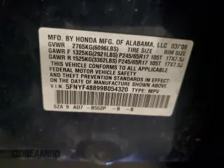 2009 Honda Pilot Touring z VIN 5FNYF48899B054320, wystawiony jako Copart lot #58948585 z przebiegiem 254 997 mil mil oraz Szkoda całkowita • Salvage title. Historia ofert i sprzedaży dostępna na DreamBid. Obrazek 13.