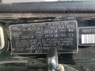 2004 Kia Sedona LX with VIN KNDUP131546549722, listed as a Copart auction lot 75752004 with 193,222 mi miles and Salvage Title. Bid and sale history available at carsss.com. Image 16.