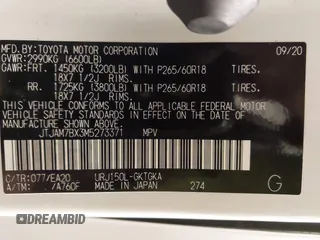 2021 Lexus GX 460 Premium with VIN JTJAM7BX3M5273371, listed as a IAAI auction lot 42362569 with 62,302 mi miles and . Bid and sale history available at DreamBid. Image 9.