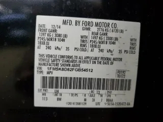 2015 Ford Explorer XLT z VIN 1FM5K8D82FGB54512, wystawiony jako Copart lot #57879705 z przebiegiem 110 184 mil mil oraz Tytuł czysty. Historia ofert i sprzedaży dostępna na DreamBid. Obrazek 13.