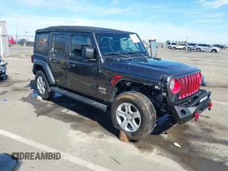 2018 Jeep Wrangler Unlimited Sport S z VIN 1C4HJXDG4JW149557, wystawiony jako IAAI lot #42014833 z przebiegiem 54 472 mil mil oraz . Historia ofert i sprzedaży dostępna na DreamBid. Obrazek 1.