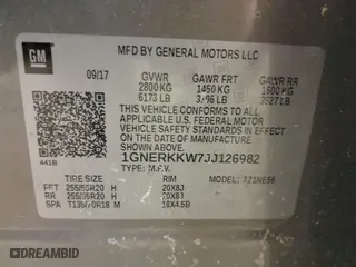 2018 Chevrolet Traverse Premier with VIN 1GNERKKW7JJ126982, listed as a IAAI auction lot 41535580 with 171,161 mi miles. Bid and sale history available at carsss.com. Image 9.