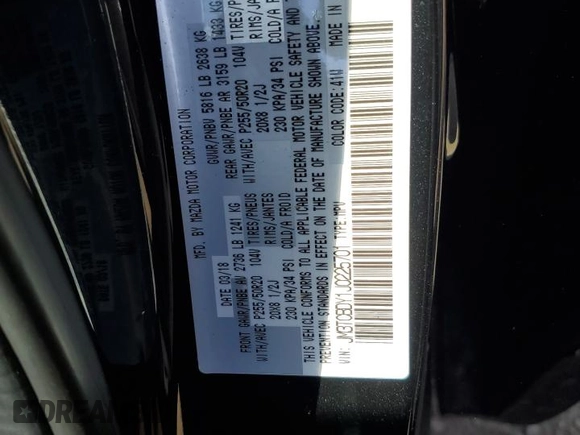 2018 Mazda CX-9 Grand Touring with VIN JM3TCBDY1J0225701, listed as a Copart auction lot 54904215 with 254,738 mi miles and Clean title. Bid and sale history available at DreamBid. Image 13.