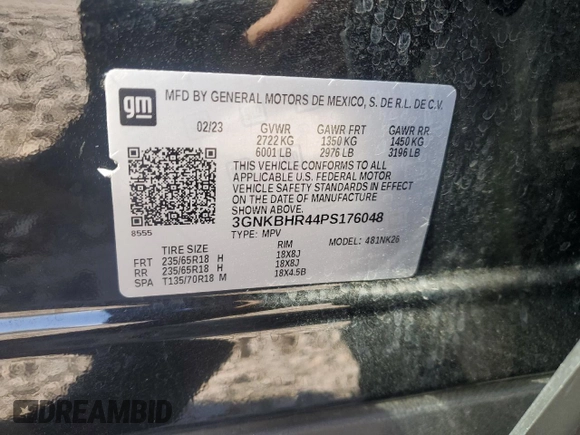 2023 Chevrolet Blazer LT z VIN 3GNKBHR44PS176048, wystawiony jako Copart lot #56569765 z przebiegiem 25 619 mil mil oraz Nie do naprawy • Non repairable. Historia ofert i sprzedaży dostępna na DreamBid. Obrazek 12.