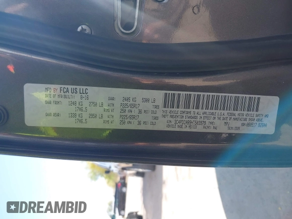 2017 Dodge Journey SE with VIN 3C4PDCAB9HT503979, listed as a IAAI auction lot 42116429 with 176,591 mi miles and . Bid and sale history available at DreamBid. Image 9.
