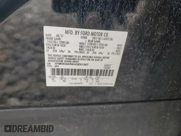 2017 Ford Police Interceptor Utility z VIN 1FM5K8AR6HGE01207, wystawiony jako Copart lot #84407984 z przebiegiem Nie podano mil oraz Czysty tytuł • Clean title. Historia ofert i sprzedaży dostępna na DreamBid. Obrazek 14.