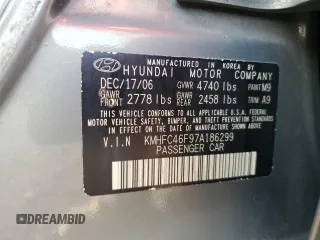 2007 Hyundai Azera SE z VIN KMHFC46F97A186299, wystawiony jako Copart lot #85229034 z przebiegiem 112 180 mil mil oraz Nie do naprawy • Non repairable. Historia ofert i sprzedaży dostępna na DreamBid. Obrazek 13.