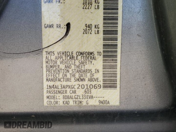 2016 Nissan Altima SR with VIN 1N4AL3APXGC201069, listed as a Copart auction lot 88942445 with 149,619 mi miles and Salvage Title. Bid and sale history available at carsss.com. Image 13.